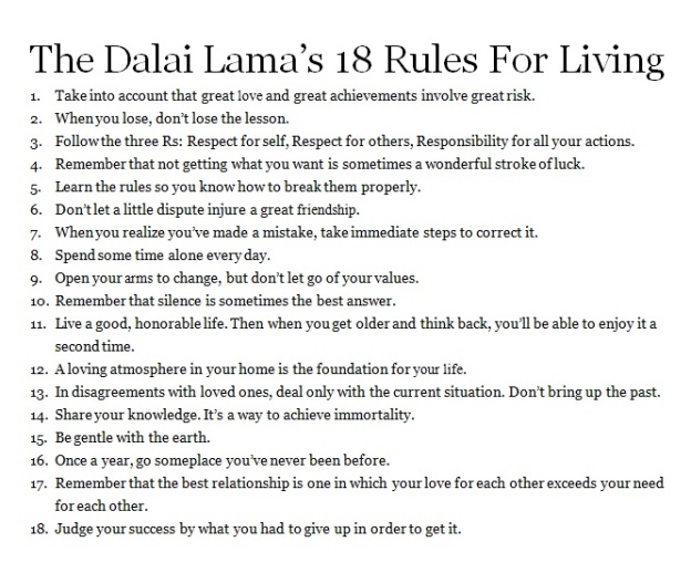 Dalai Lama's 18 Rules For Living